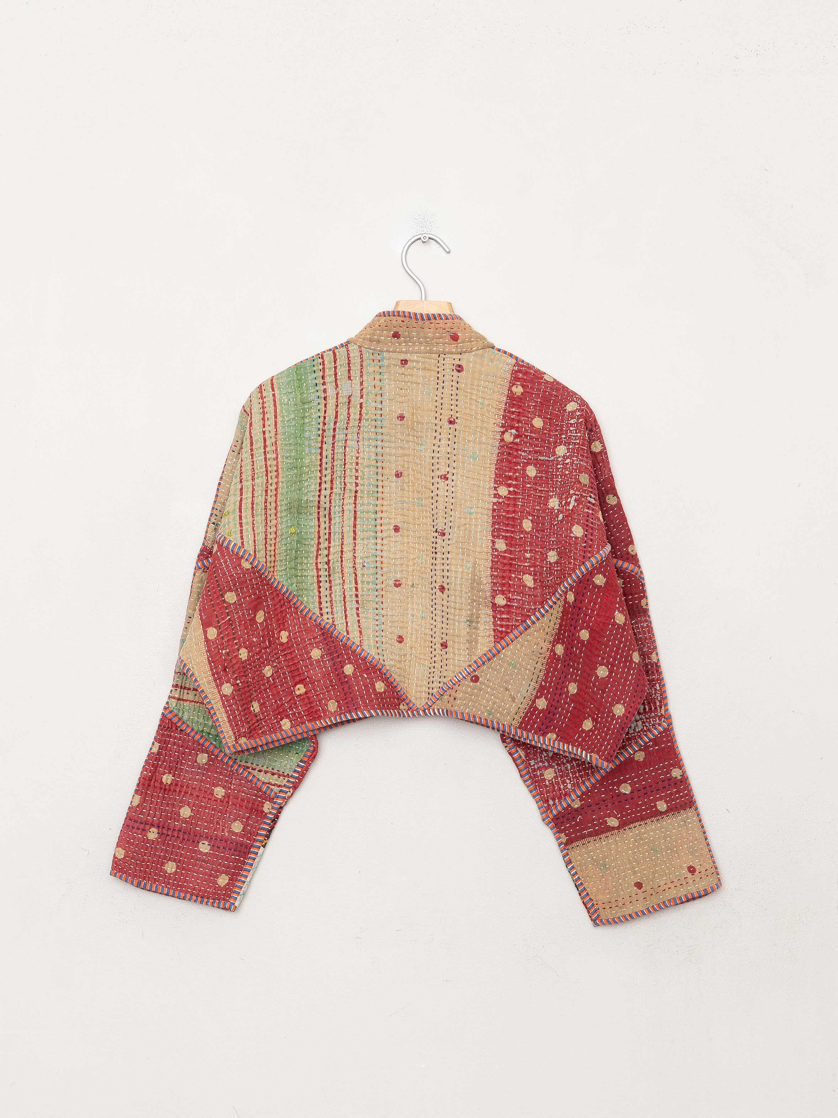 The Kaira Cropped Quilted Patchwork Kantha Jacket