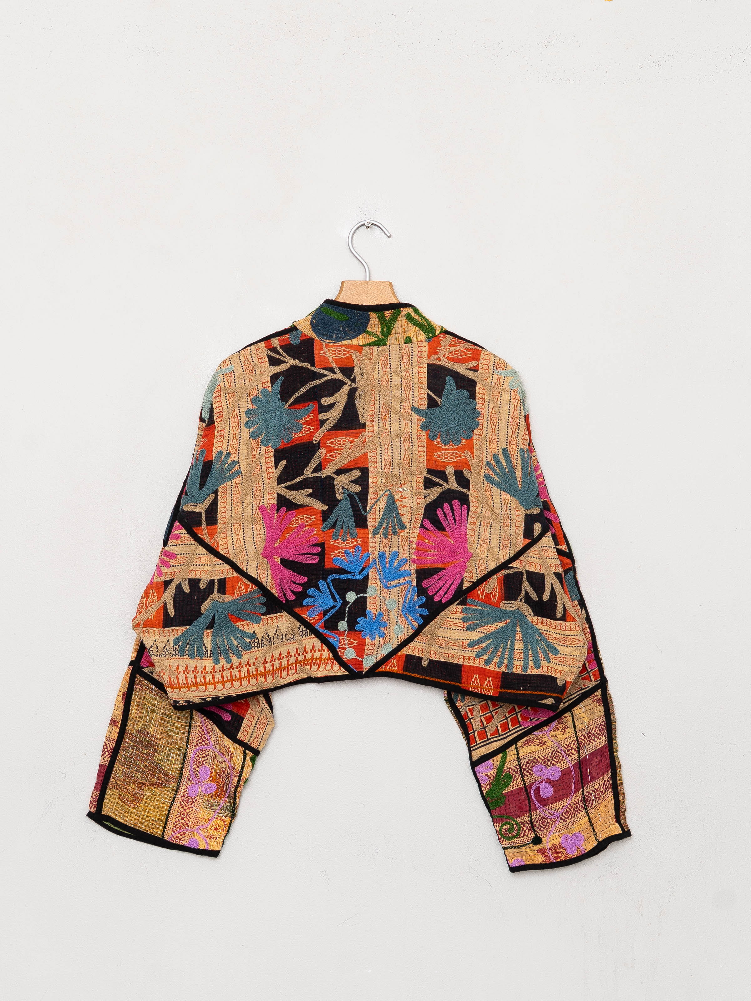 The Kaira Cropped Suzani Quilted Kantha Jacket