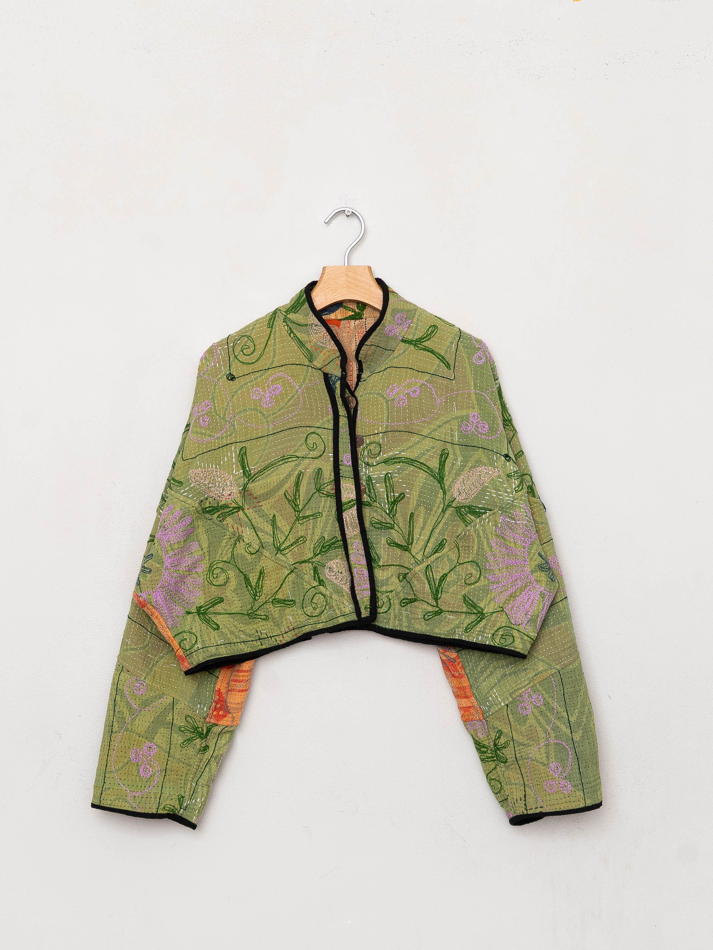 The Kaira Cropped Suzani Quilted Kantha Jacket