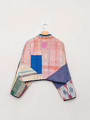 The Kaira Cropped Suzani Quilted Kantha Jacket