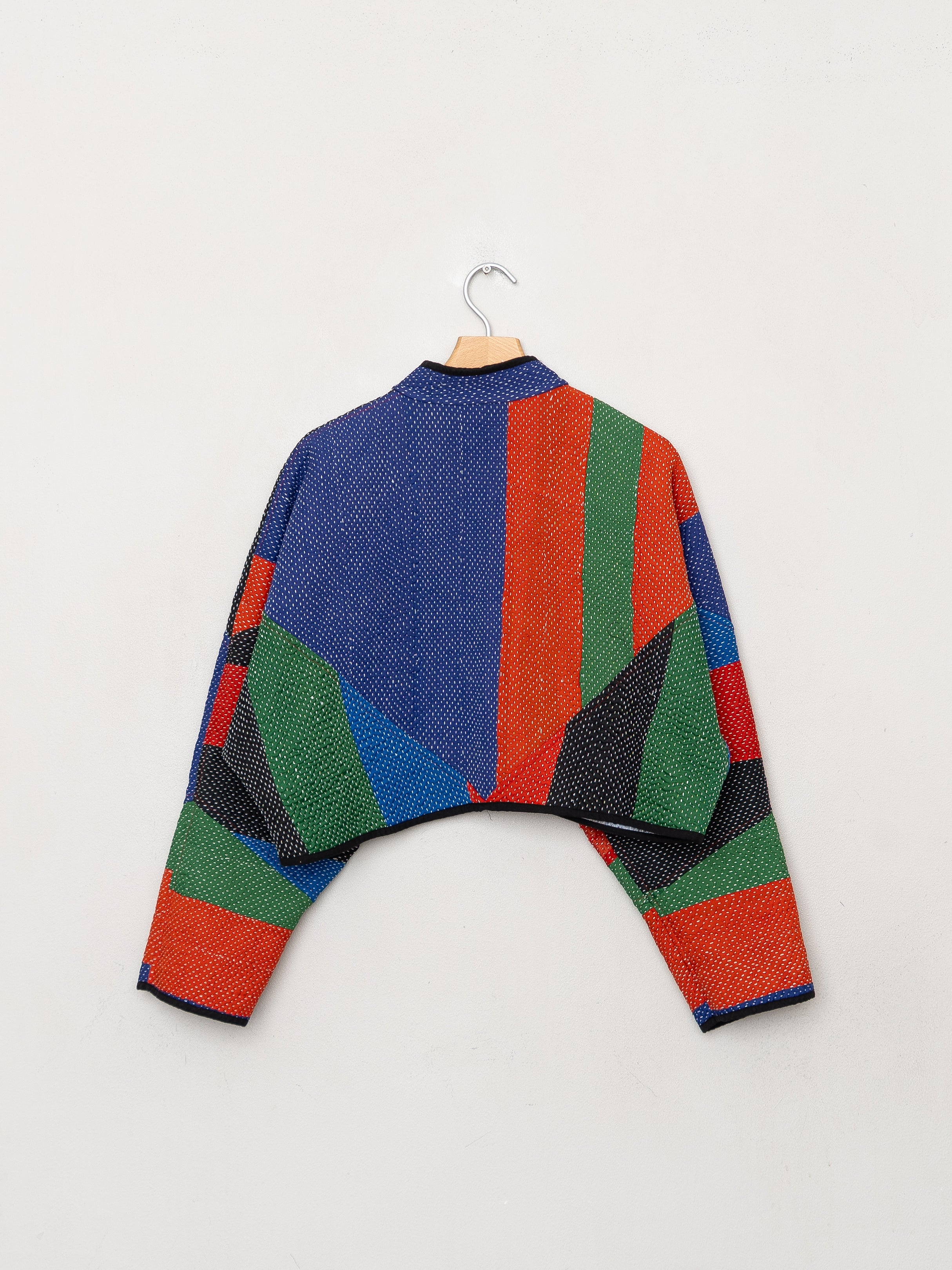 The Kaira Cropped Quilted Patchwork Kantha Jacket