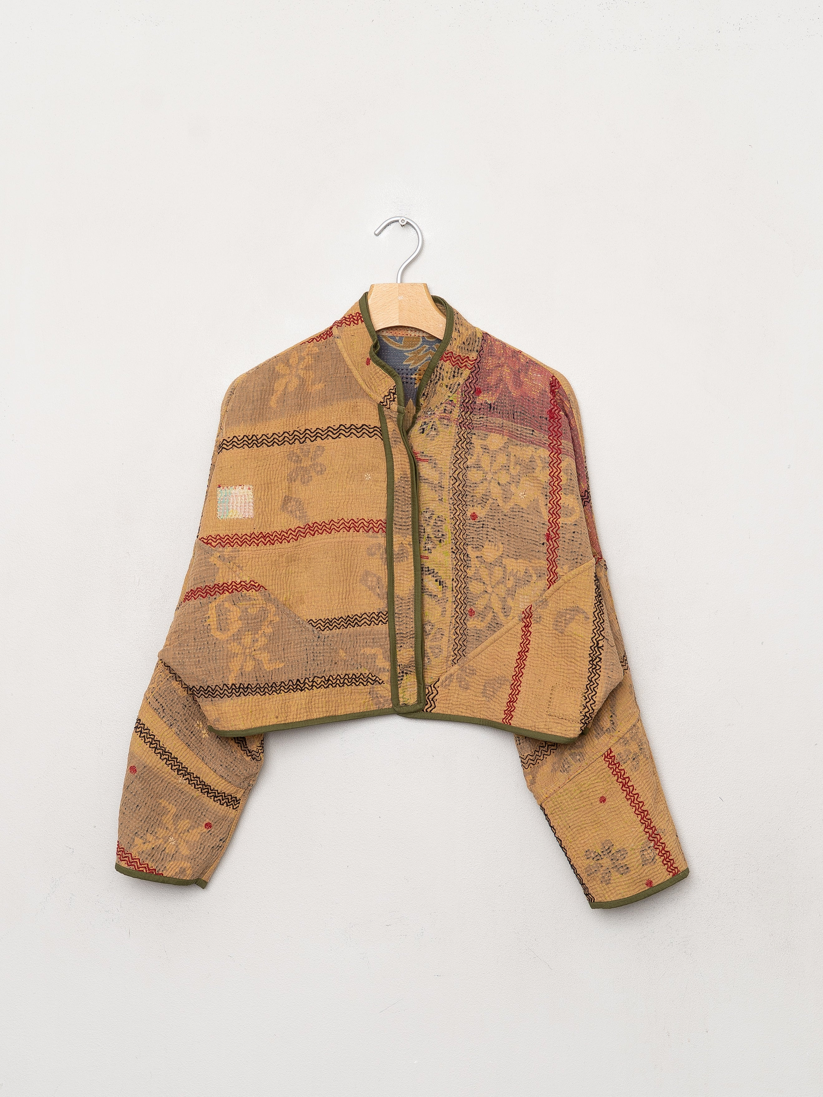 The Kaira Cropped Quilted Patchwork Kantha Jacket