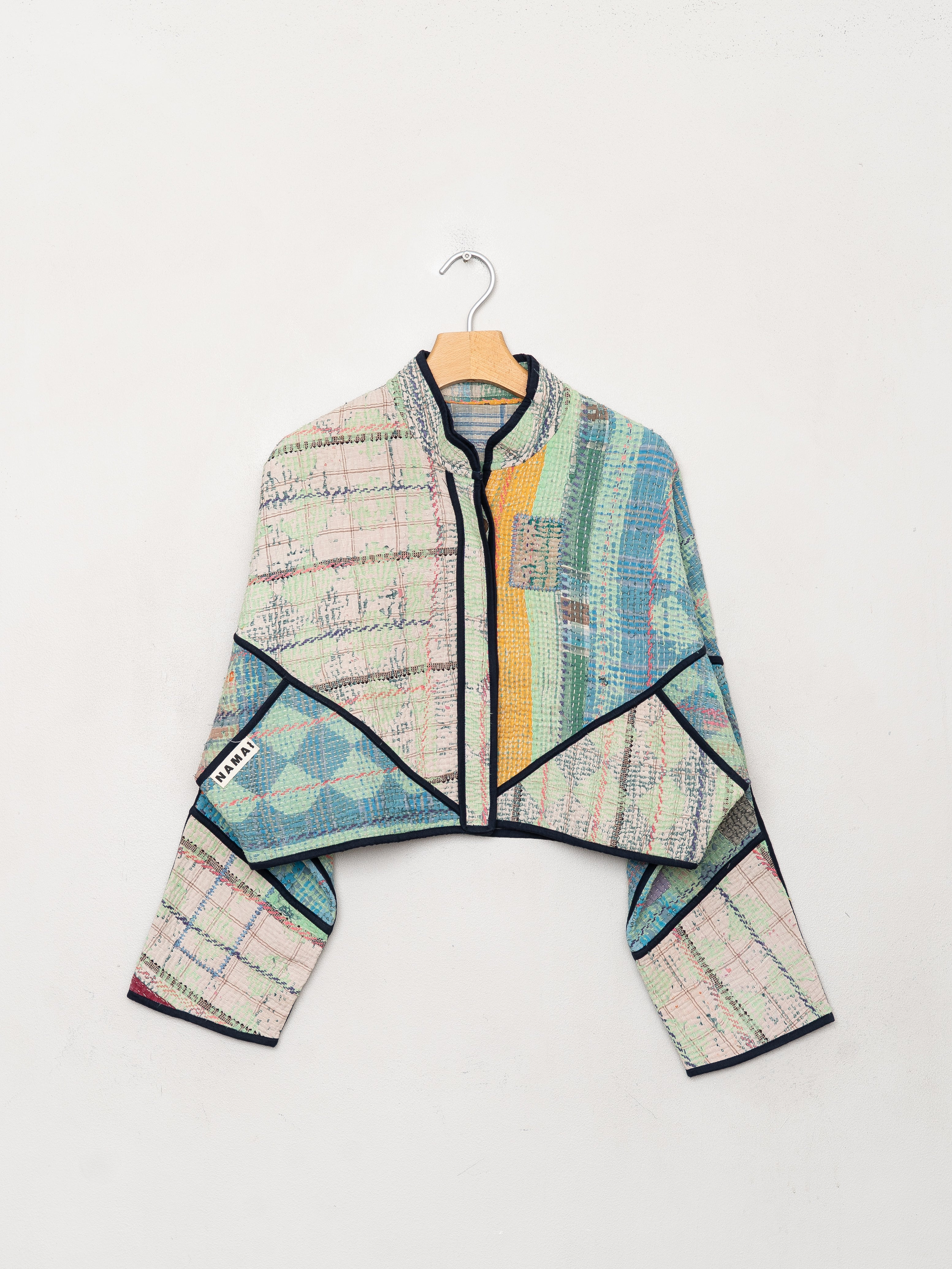 The Kaira Cropped Quilted Patchwork Kantha Jacket
