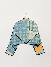 The Kaira Cropped Quilted Patchwork Kantha Jacket