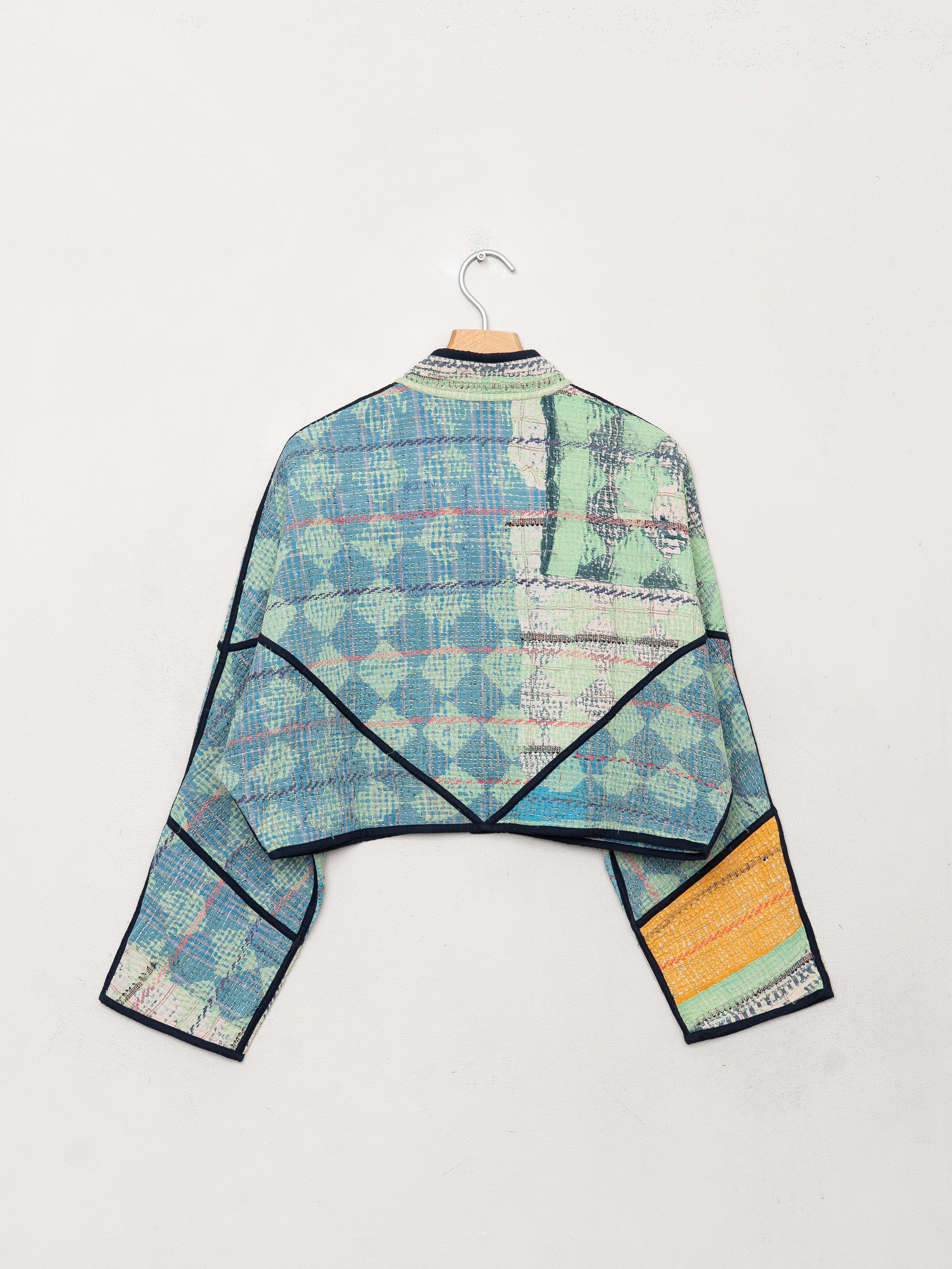 The Kaira Cropped Quilted Patchwork Kantha Jacket
