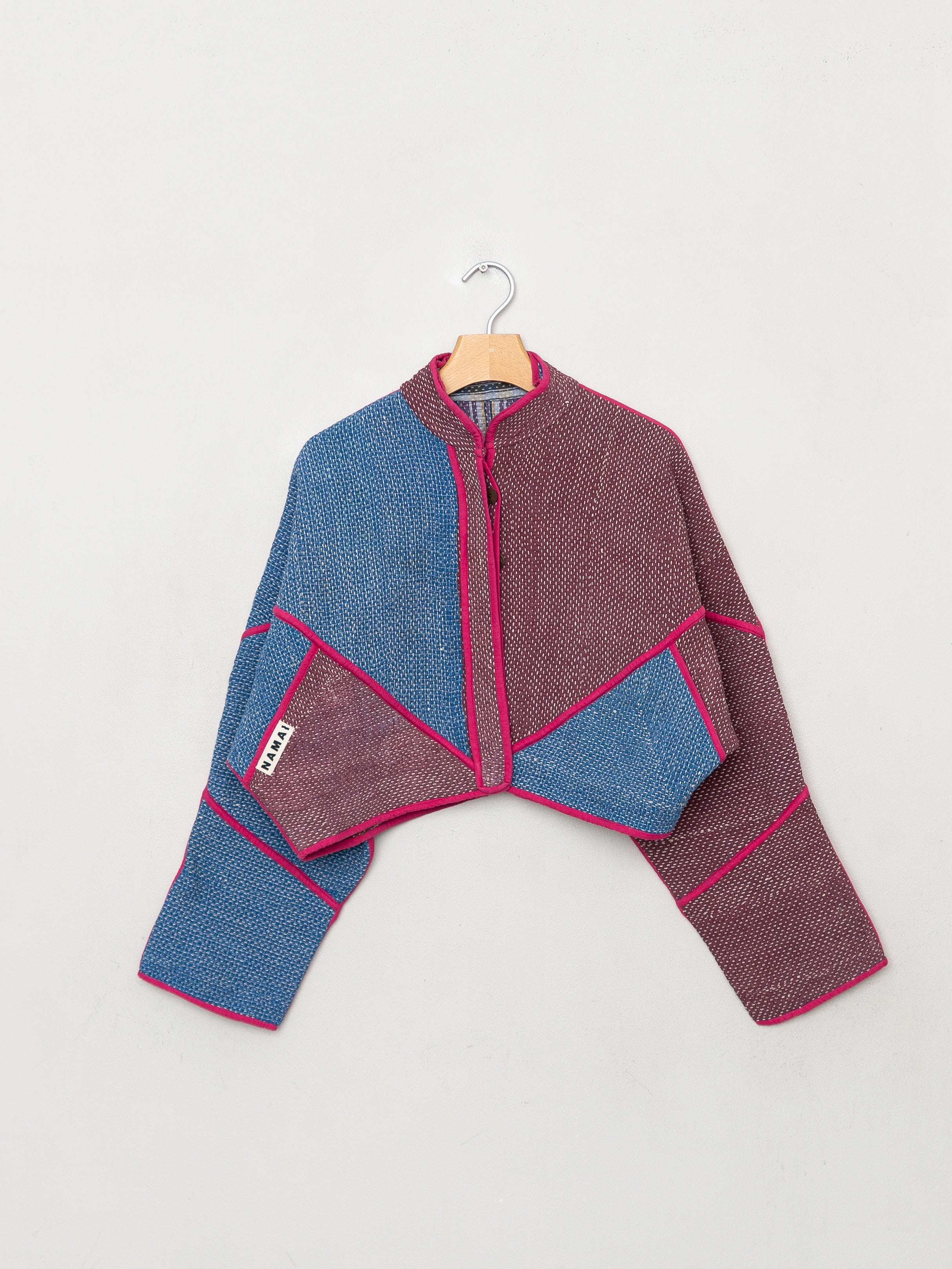 The Kaira Cropped Quilted Patchwork Kantha Jacket
