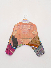 The Kaira Cropped Quilted Patchwork Kantha Jacket