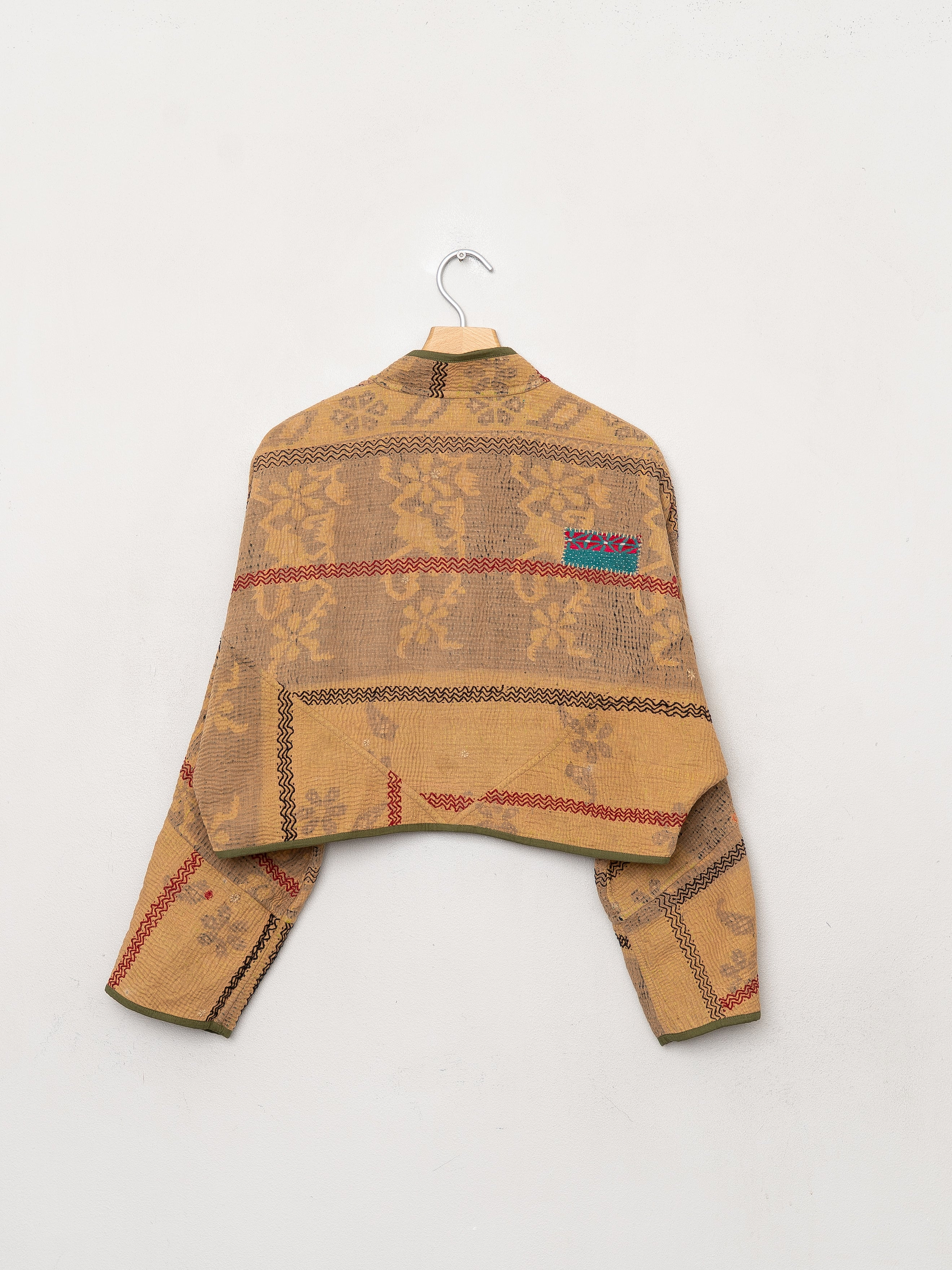 The Kaira Cropped Quilted Patchwork Kantha Jacket
