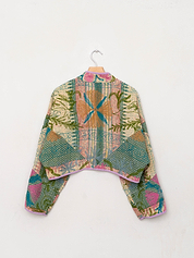 The Kaira Cropped Suzani Quilted Kantha Jacket