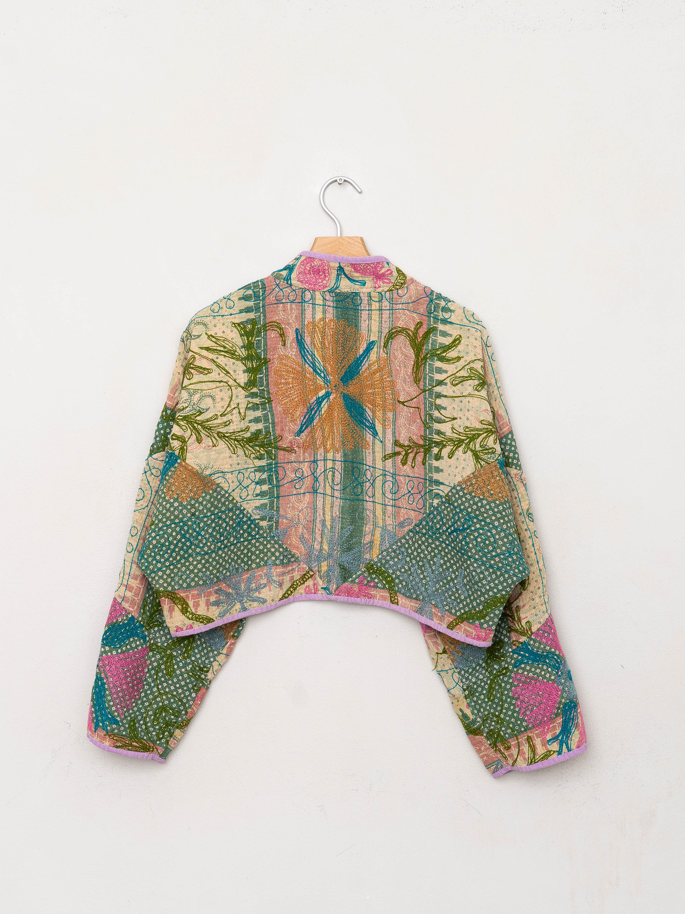 The Kaira Cropped Suzani Quilted Kantha Jacket