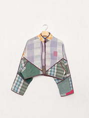 The Kaira Cropped Quilted Patchwork Kantha Jacket