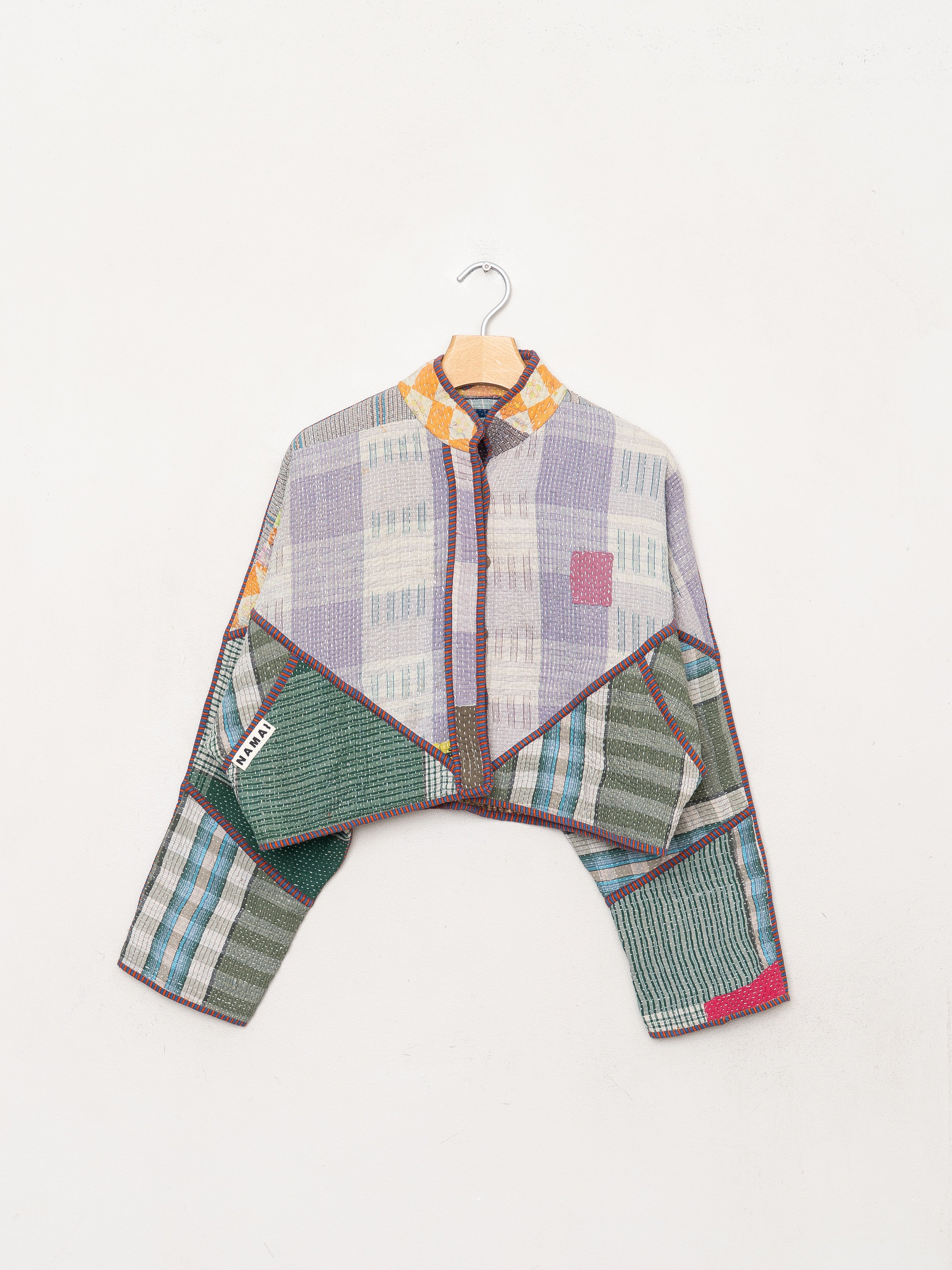 The Kaira Cropped Quilted Patchwork Kantha Jacket
