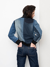 The Veda Denim Bomber Jacket - Small