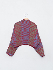The Kaira Cropped Quilted Indigo Kantha Jacket