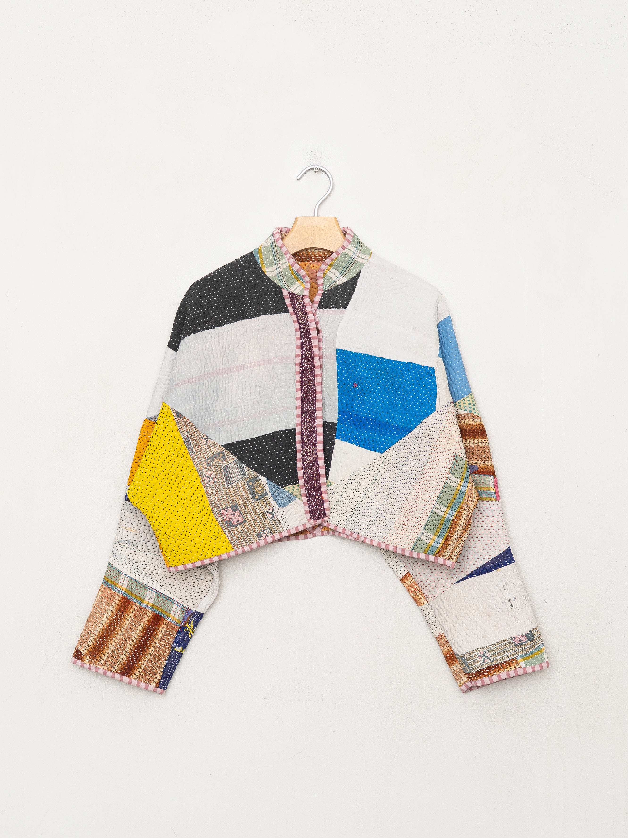 The Kaira Cropped Quilted Patchwork Kantha Jacket