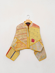 The Kaira Cropped Suzani Quilted Kantha Jacket
