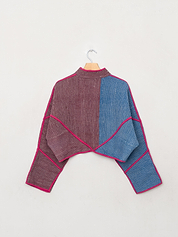 The Kaira Cropped Quilted Patchwork Kantha Jacket