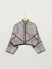 The Kaira Cropped Quilted Patchwork Kantha Jacket