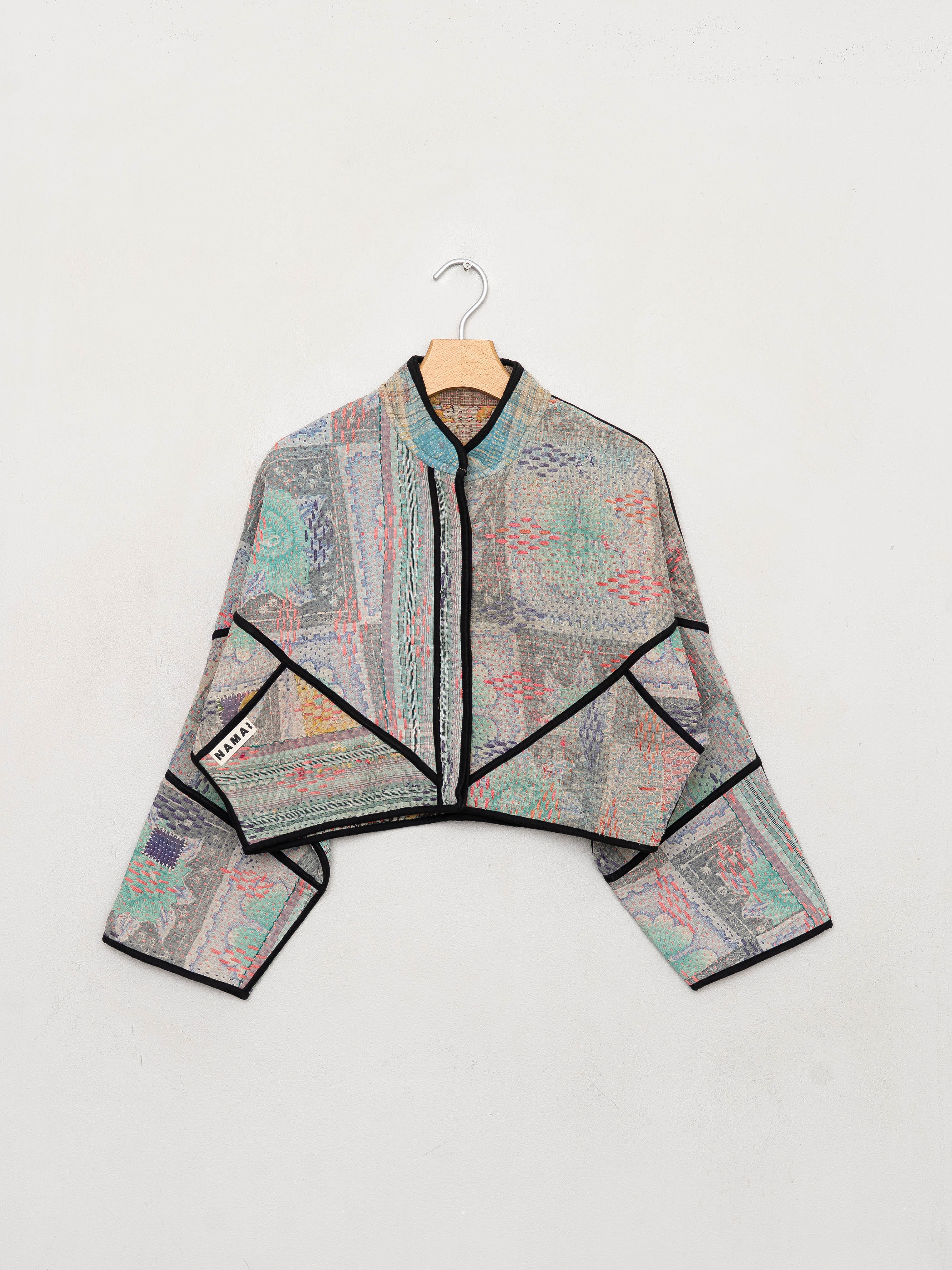 The Kaira Cropped Quilted Patchwork Kantha Jacket