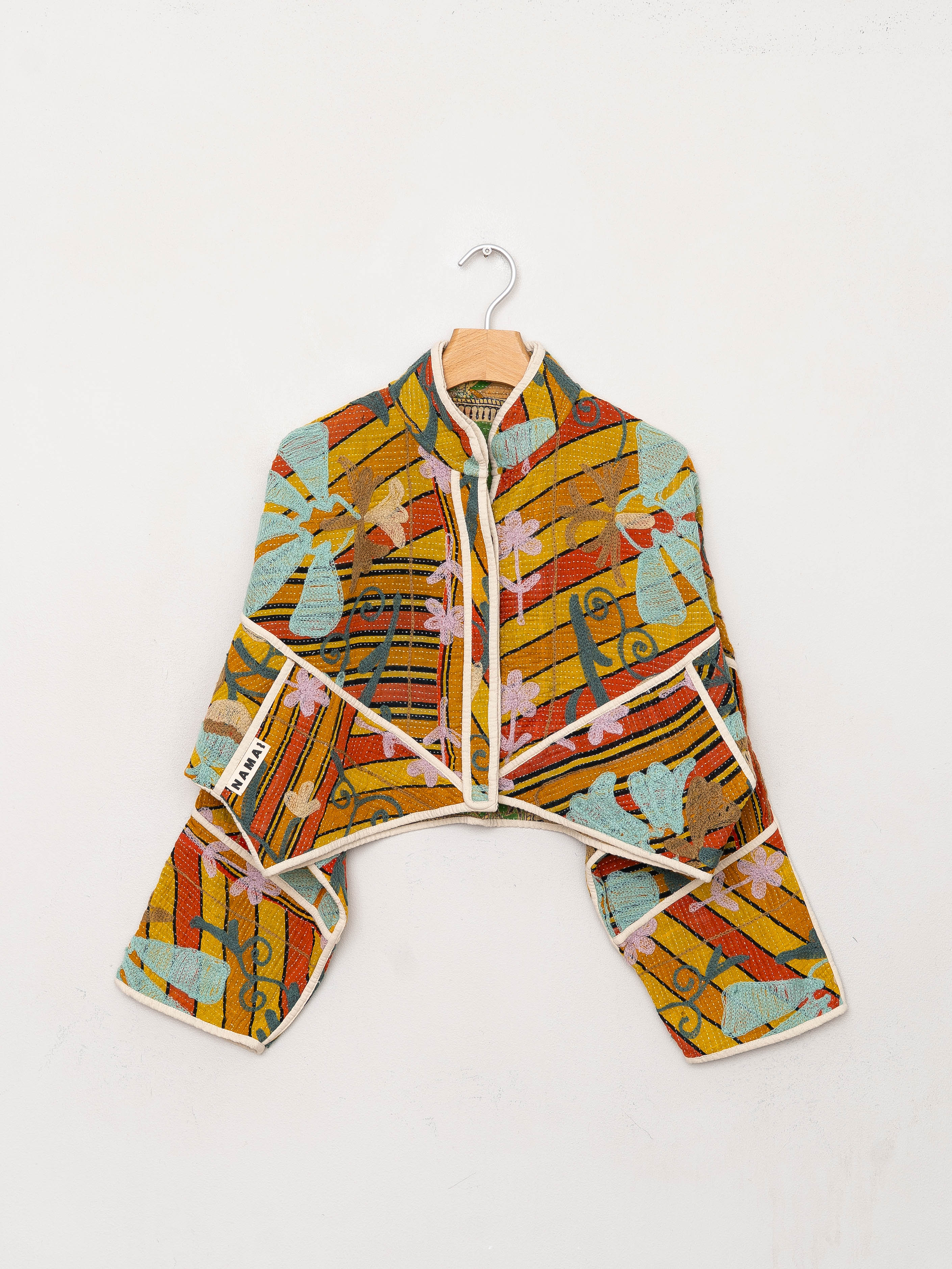 The Kaira Cropped Suzani Quilted Kantha Jacket