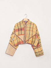 The Kaira Cropped Quilted Patchwork Kantha Jacket