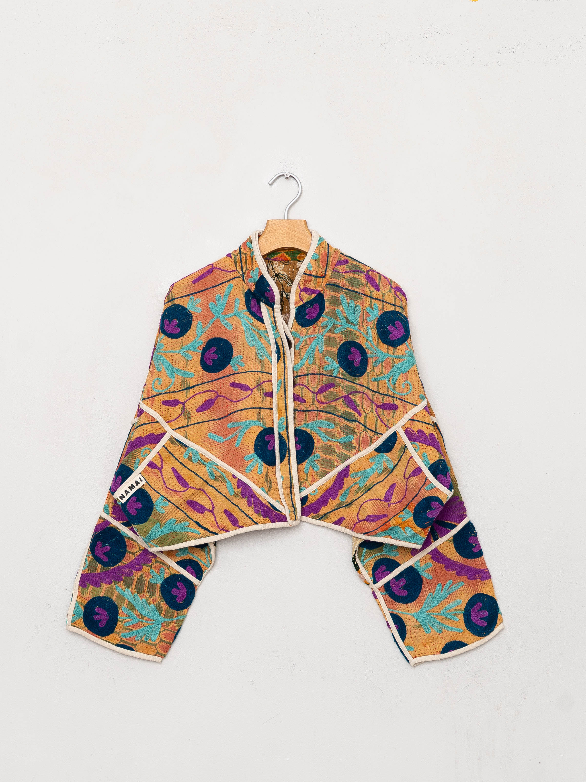 The Kaira Cropped Suzani Quilted Kantha Jacket