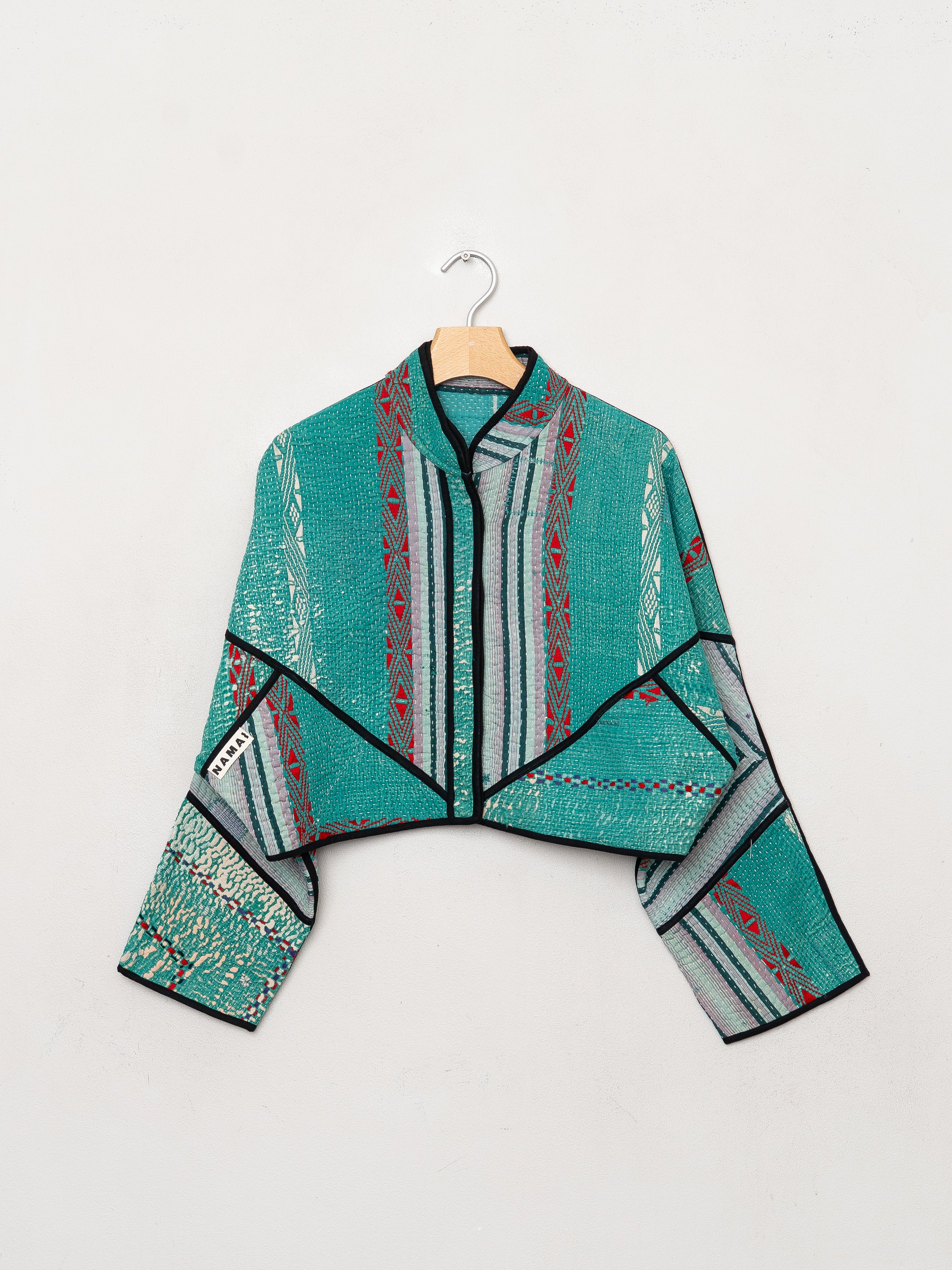 The Kaira Cropped Quilted Patchwork Kantha Jacket