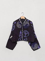 The Kaira Cropped Suzani Quilted Kantha Jacket