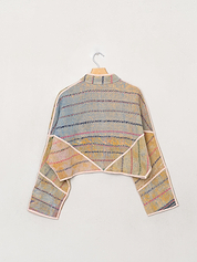 The Kaira Cropped Quilted Patchwork Kantha Jacket