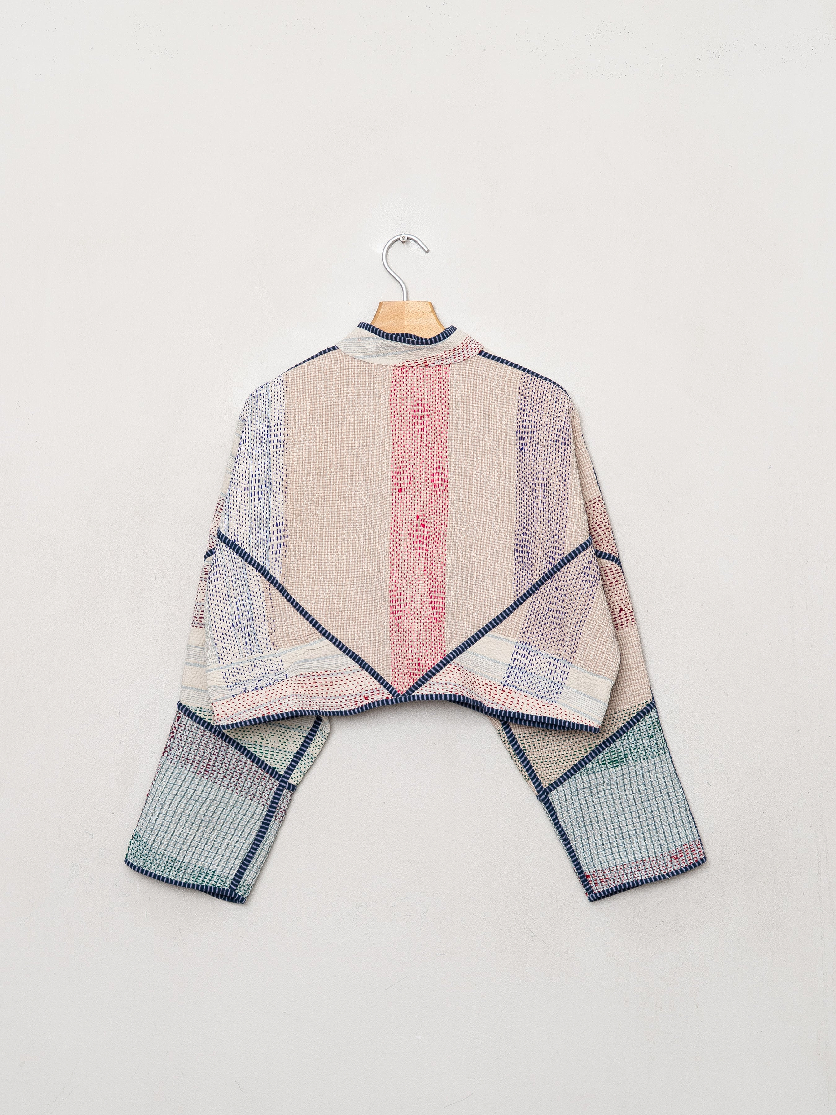 The Kaira Cropped Quilted Patchwork Kantha Jacket