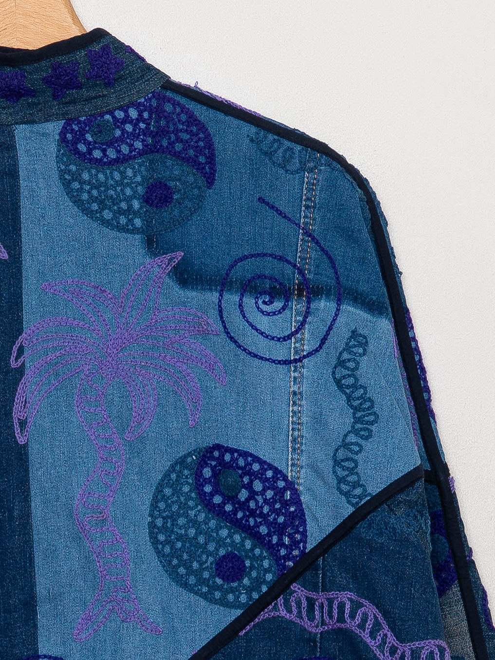 The Kaira Cropped Denim Suzani Jacket - Medium