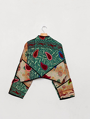 The Kaira Cropped Suzani Quilted Kantha Jacket