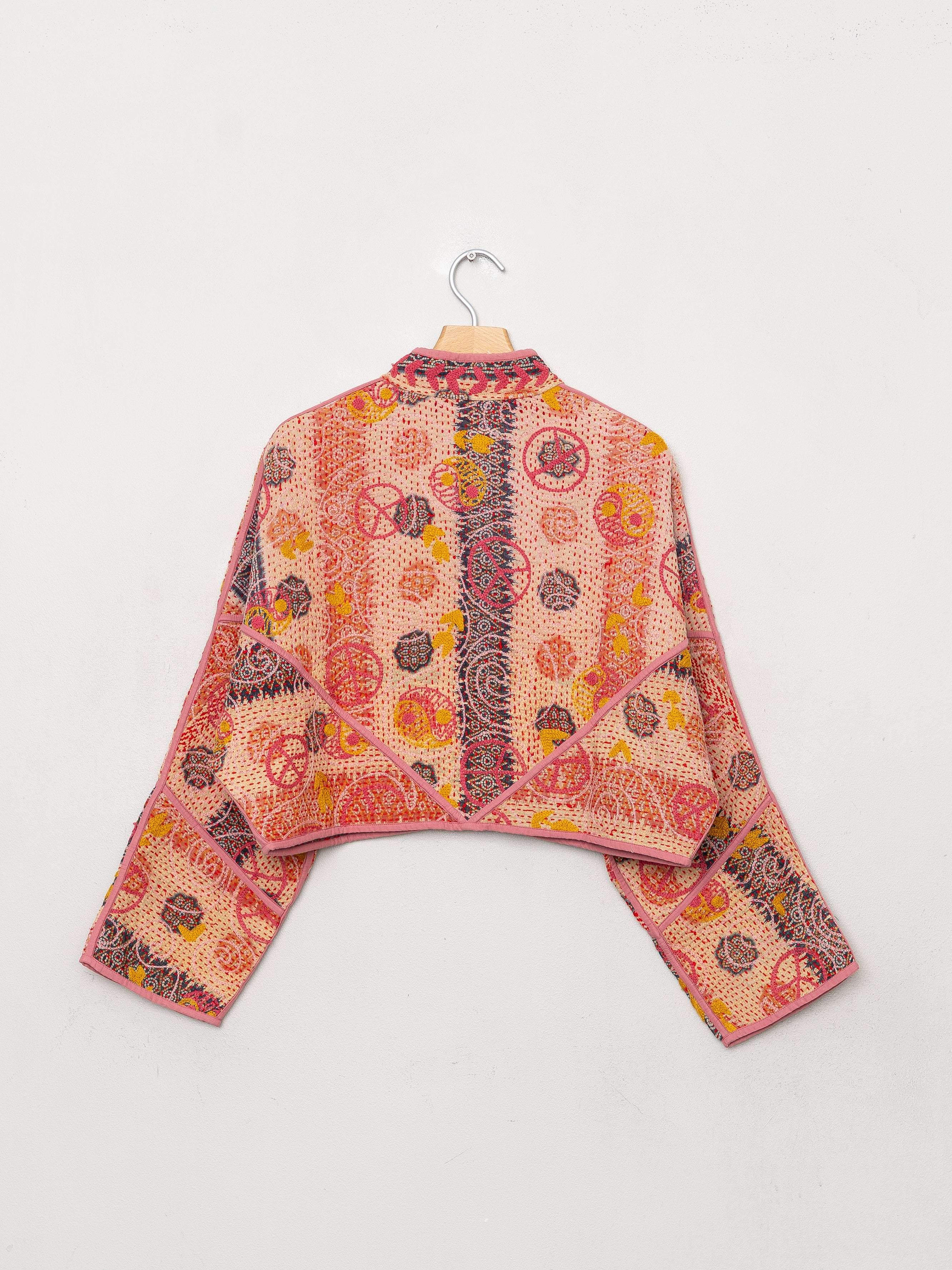The Kaira Cropped Suzani Quilted Kantha Jacket