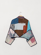 The Kaira Cropped Quilted Patchwork Kantha Jacket