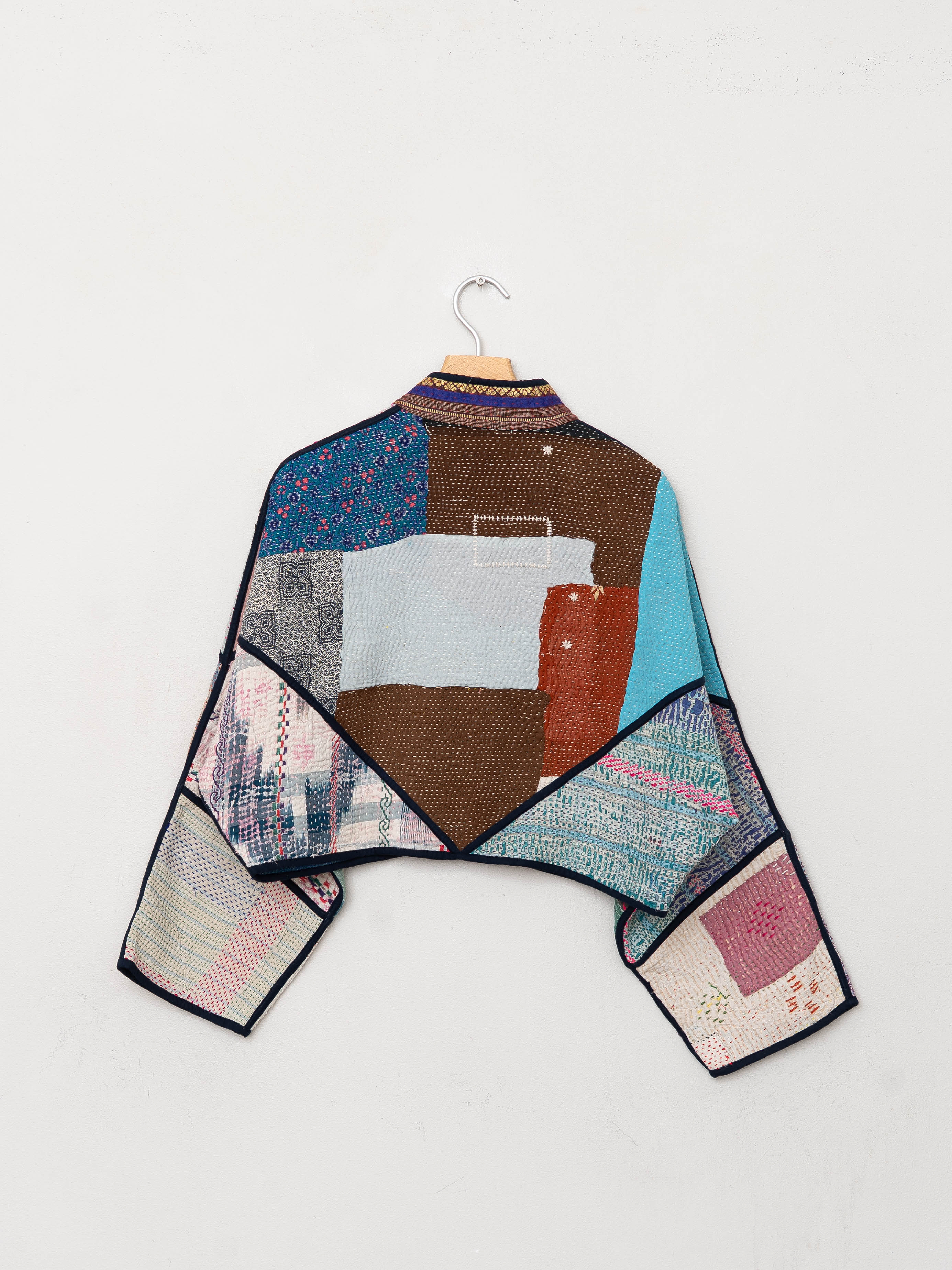 The Kaira Cropped Quilted Patchwork Kantha Jacket
