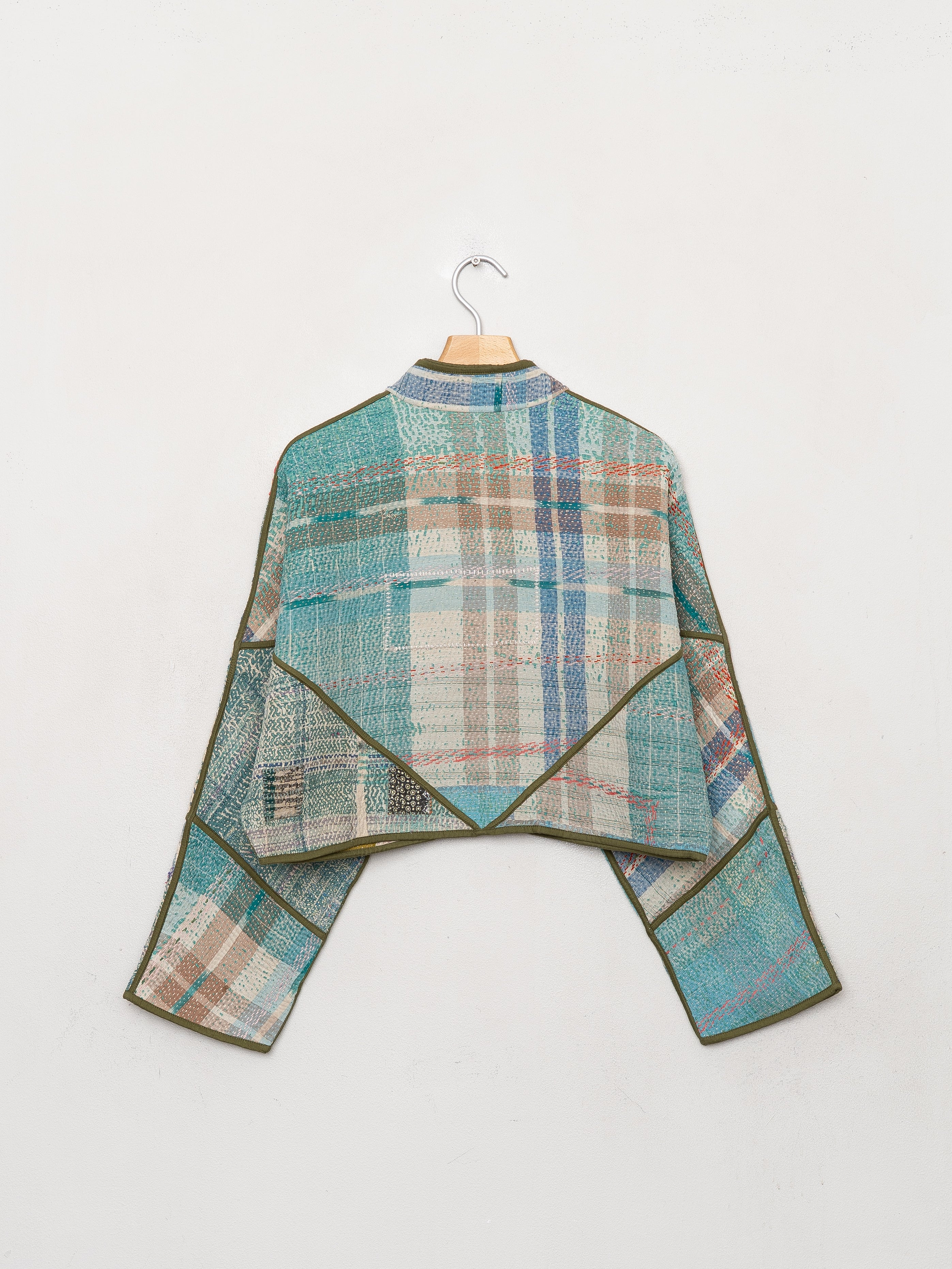 The Kaira Cropped Quilted Patchwork Kantha Jacket