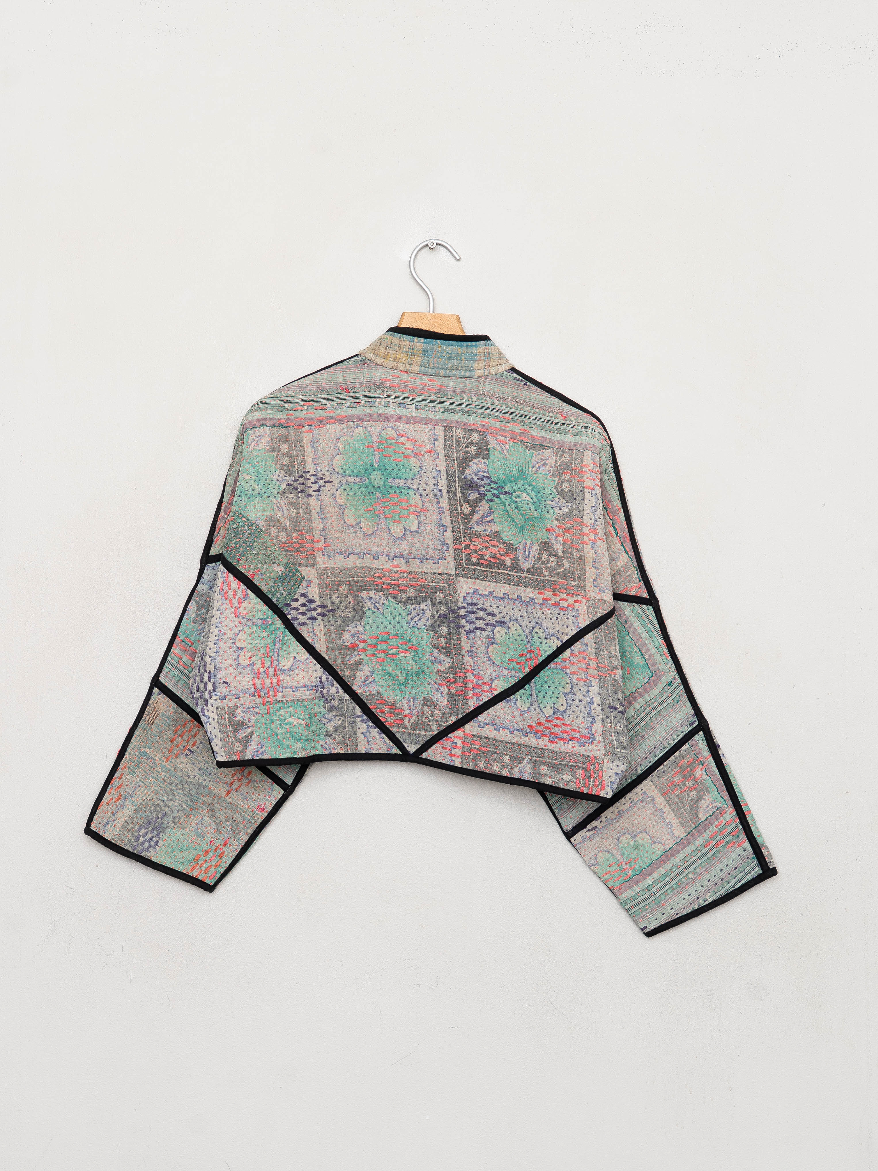The Kaira Cropped Quilted Patchwork Kantha Jacket