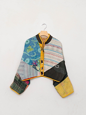 The Kaira Cropped Suzani Quilted Kantha Jacket