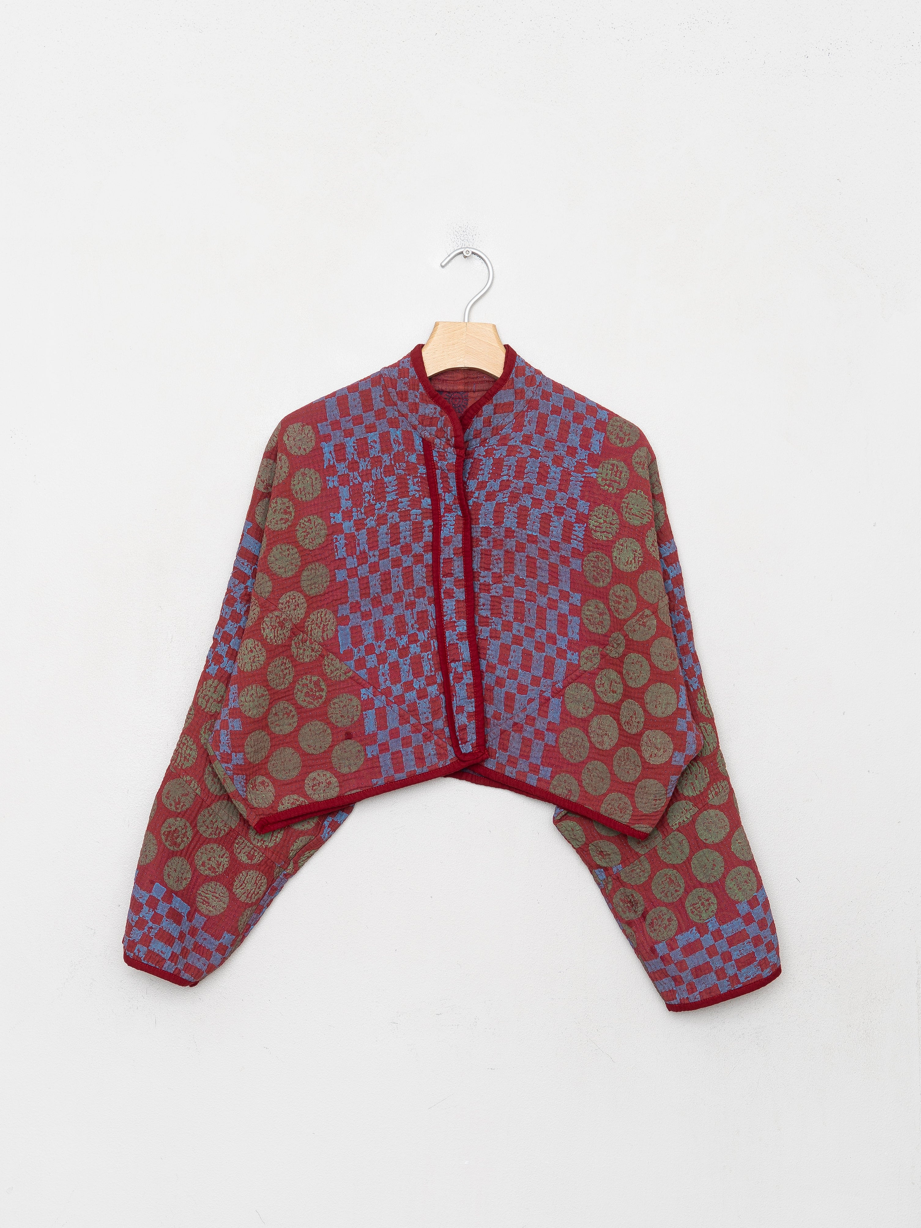 The Kaira Cropped Quilted Indigo Kantha Jacket