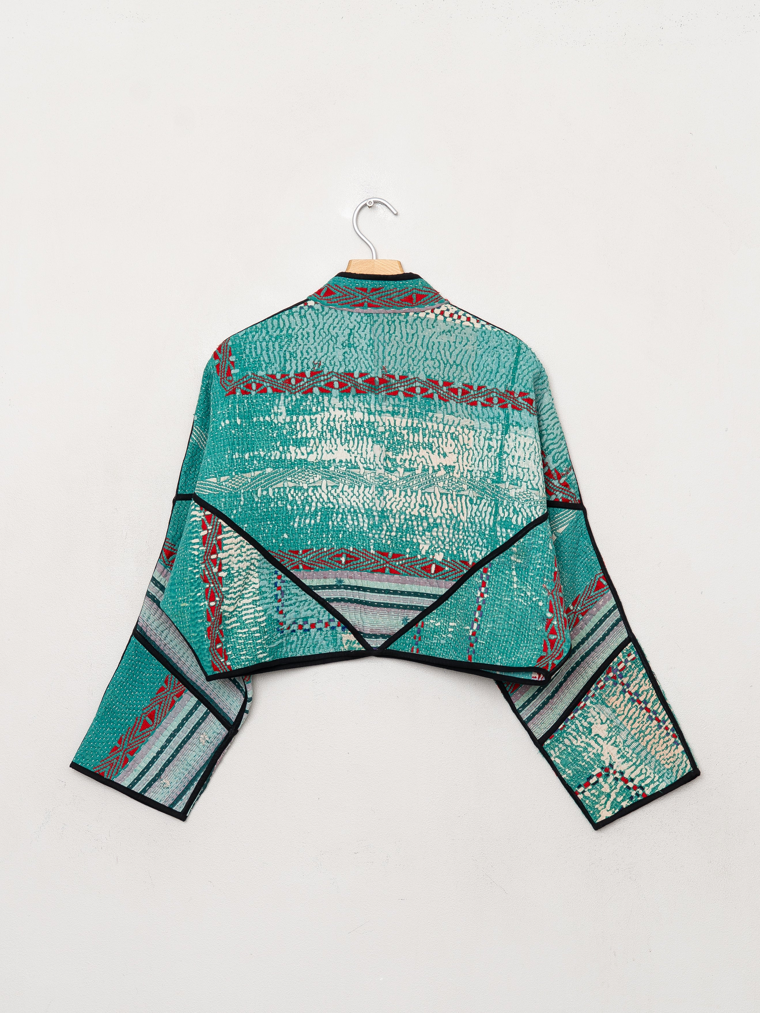 The Kaira Cropped Quilted Patchwork Kantha Jacket