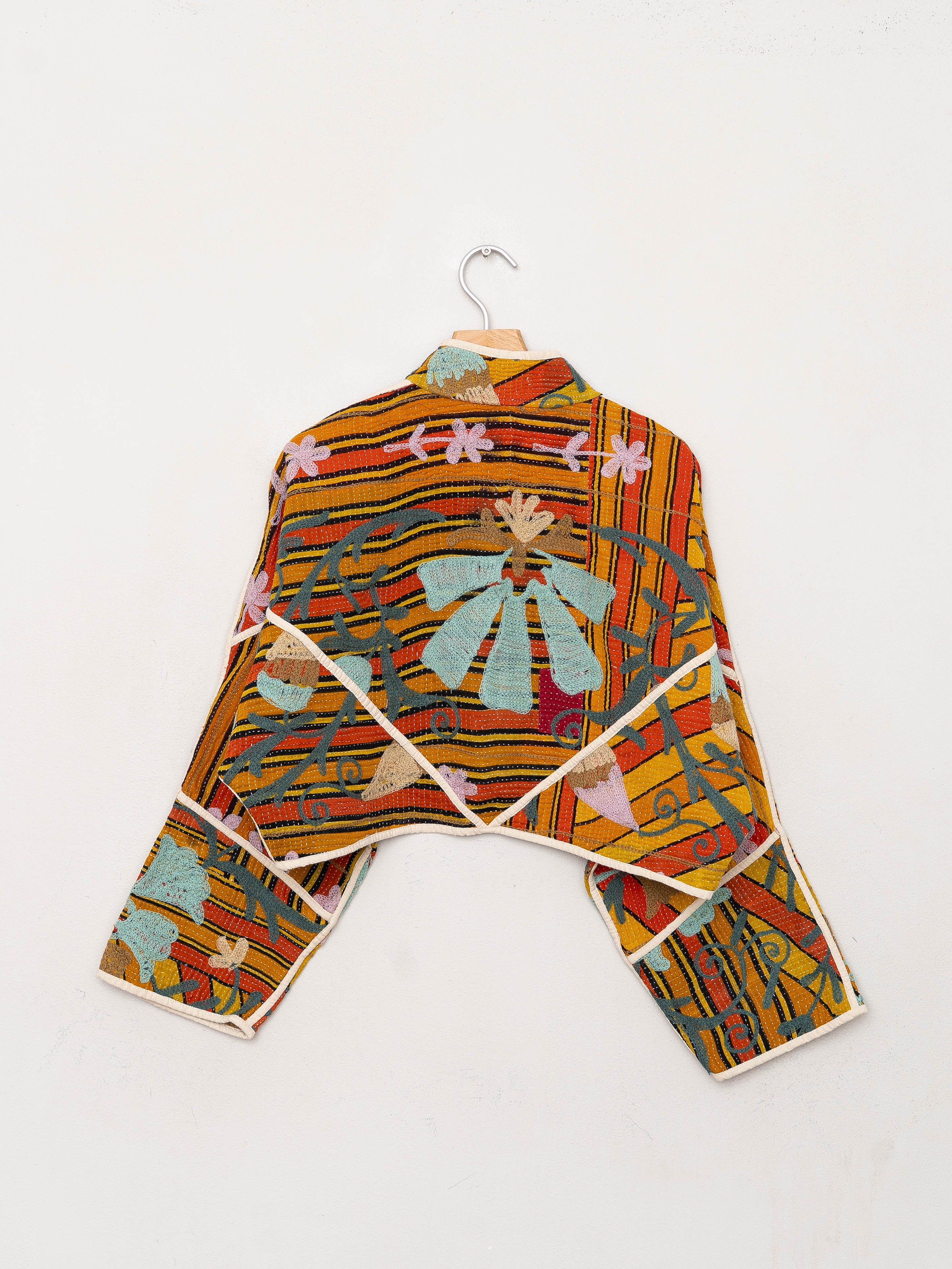 The Kaira Cropped Suzani Quilted Kantha Jacket