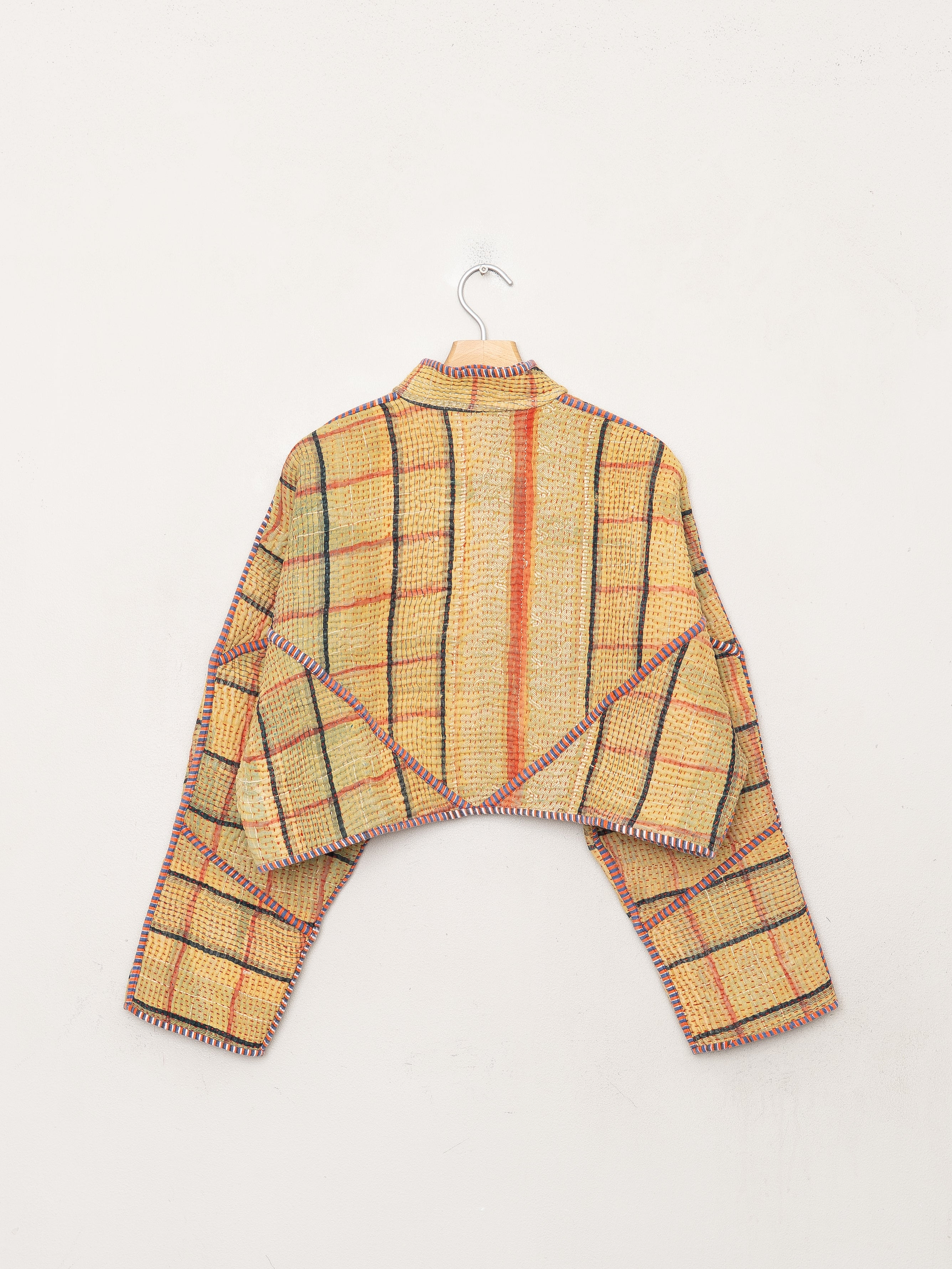 The Kaira Cropped Quilted Patchwork Kantha Jacket