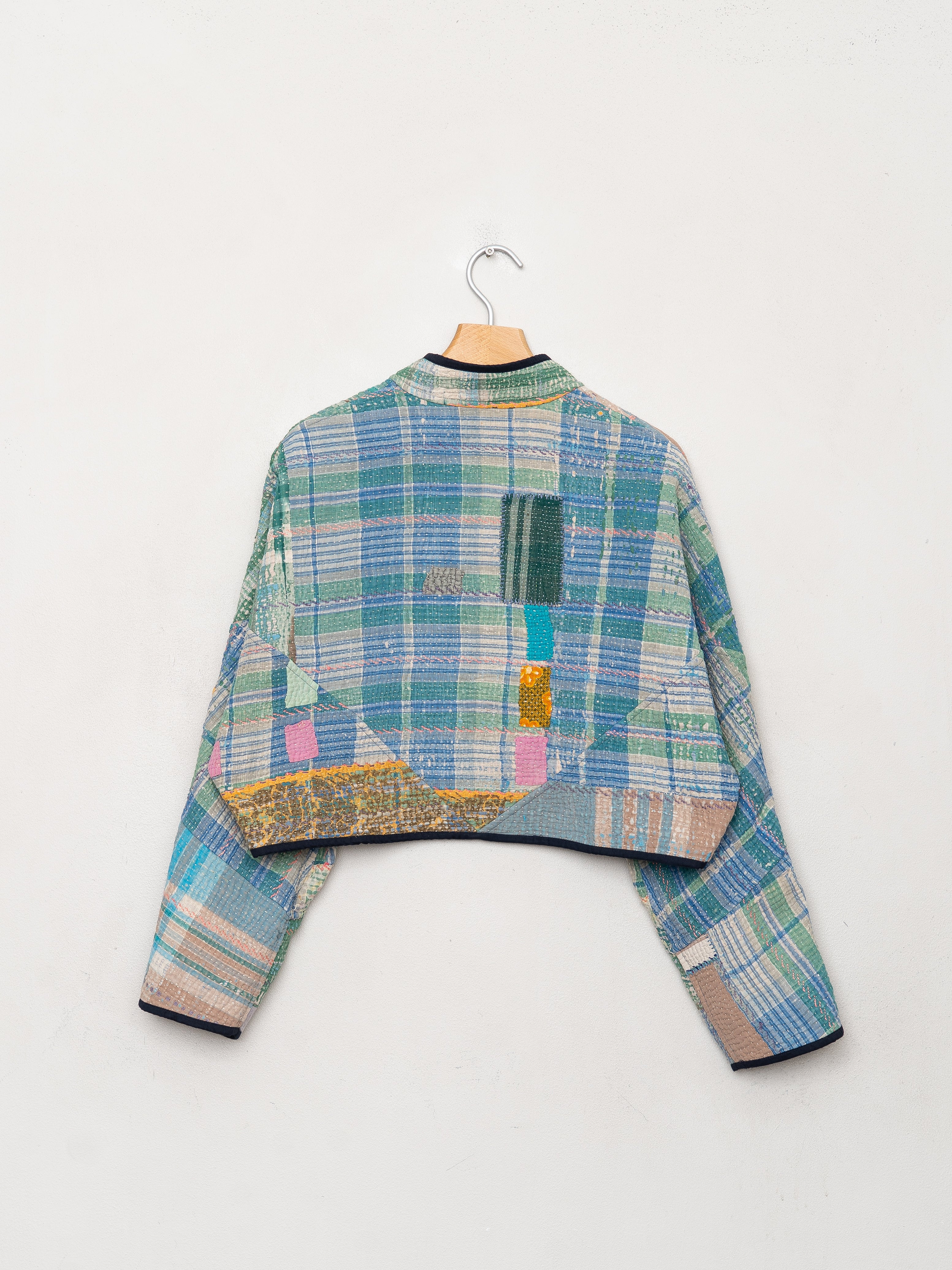 The Kaira Cropped Quilted Patchwork Kantha Jacket