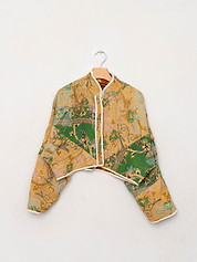 The Kaira Cropped Suzani Quilted Kantha Jacket