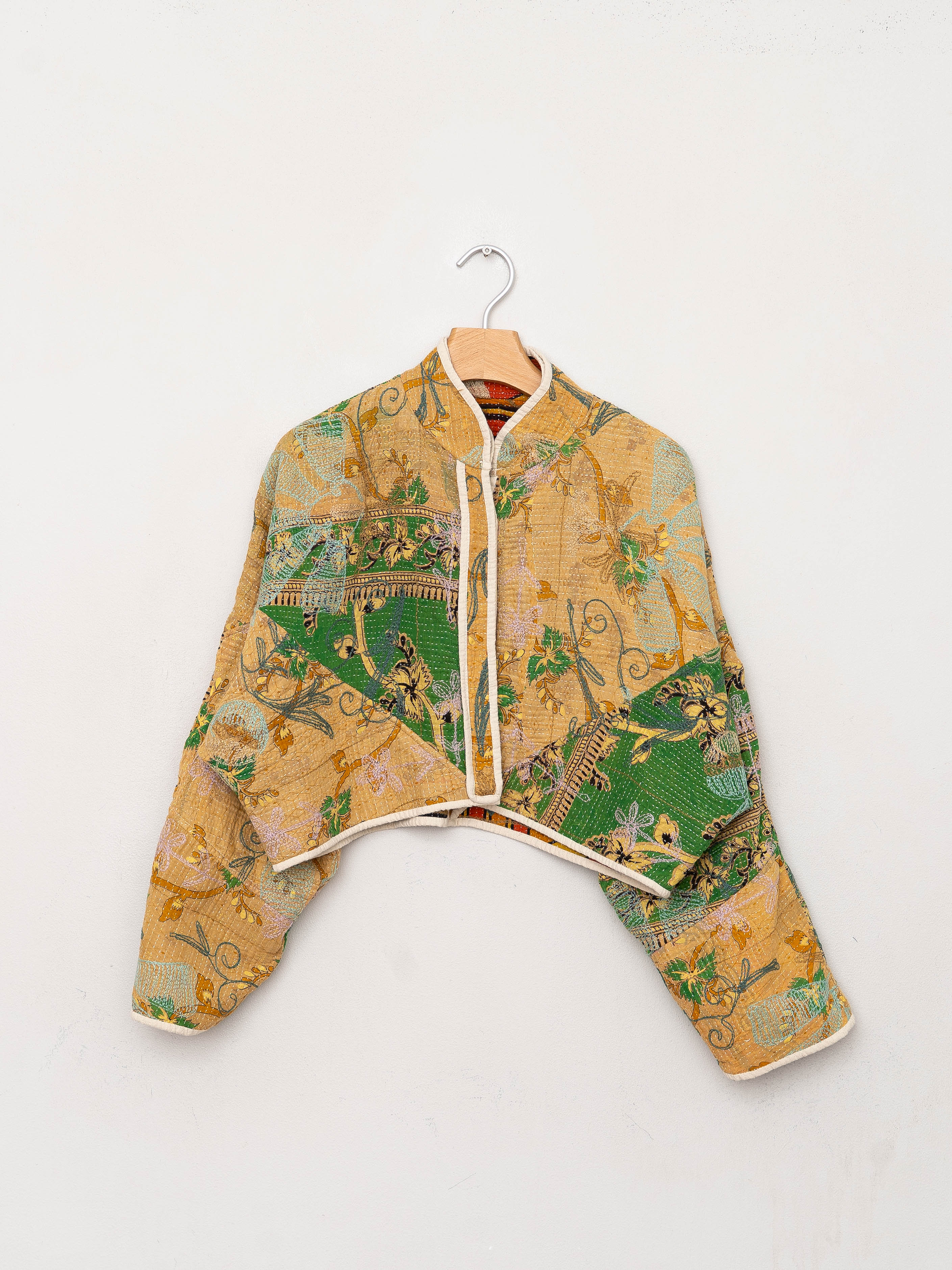 The Kaira Cropped Suzani Quilted Kantha Jacket