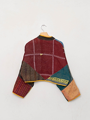 The Kaira Cropped Suzani Quilted Kantha Jacket