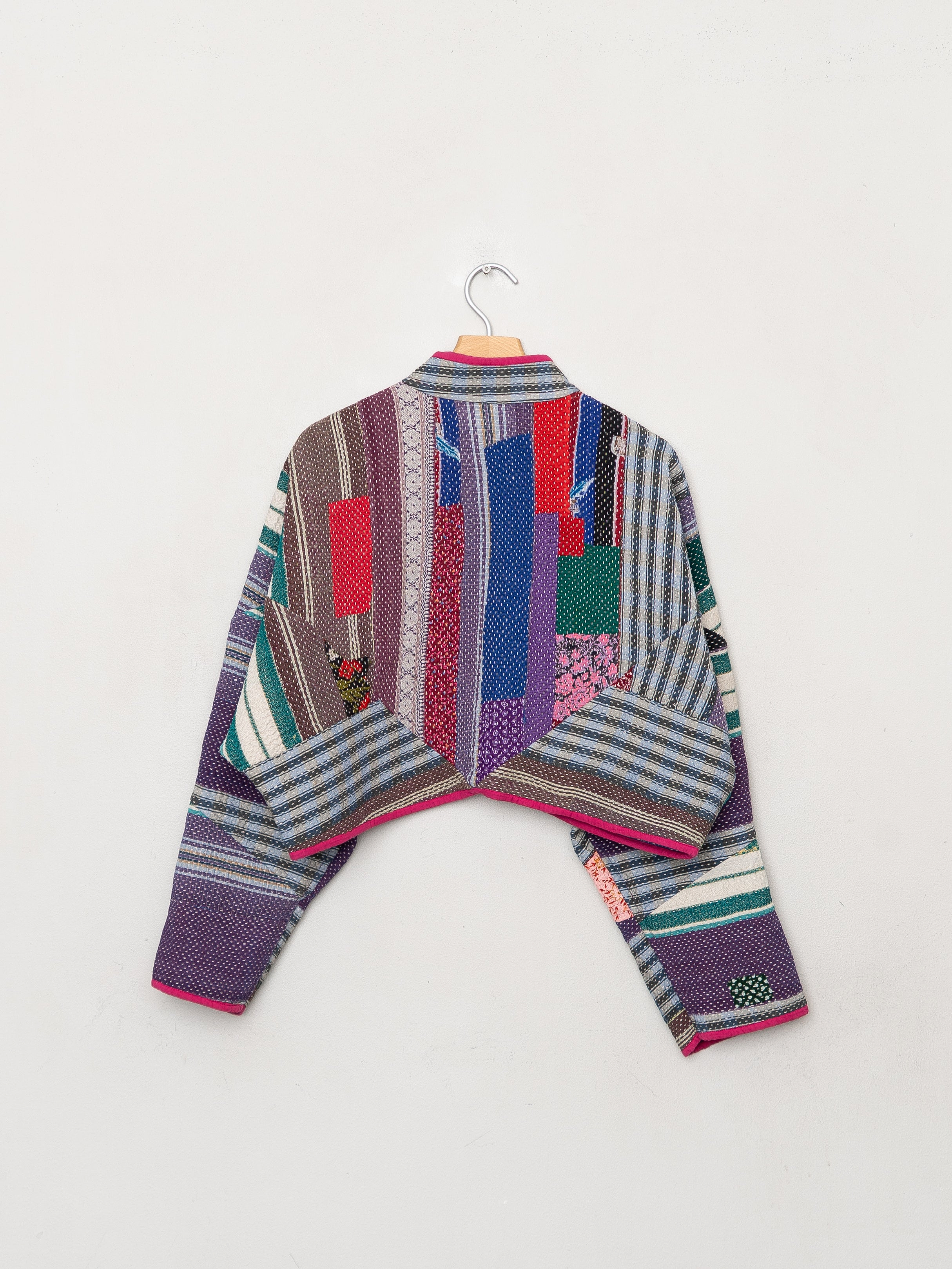 The Kaira Cropped Quilted Patchwork Kantha Jacket
