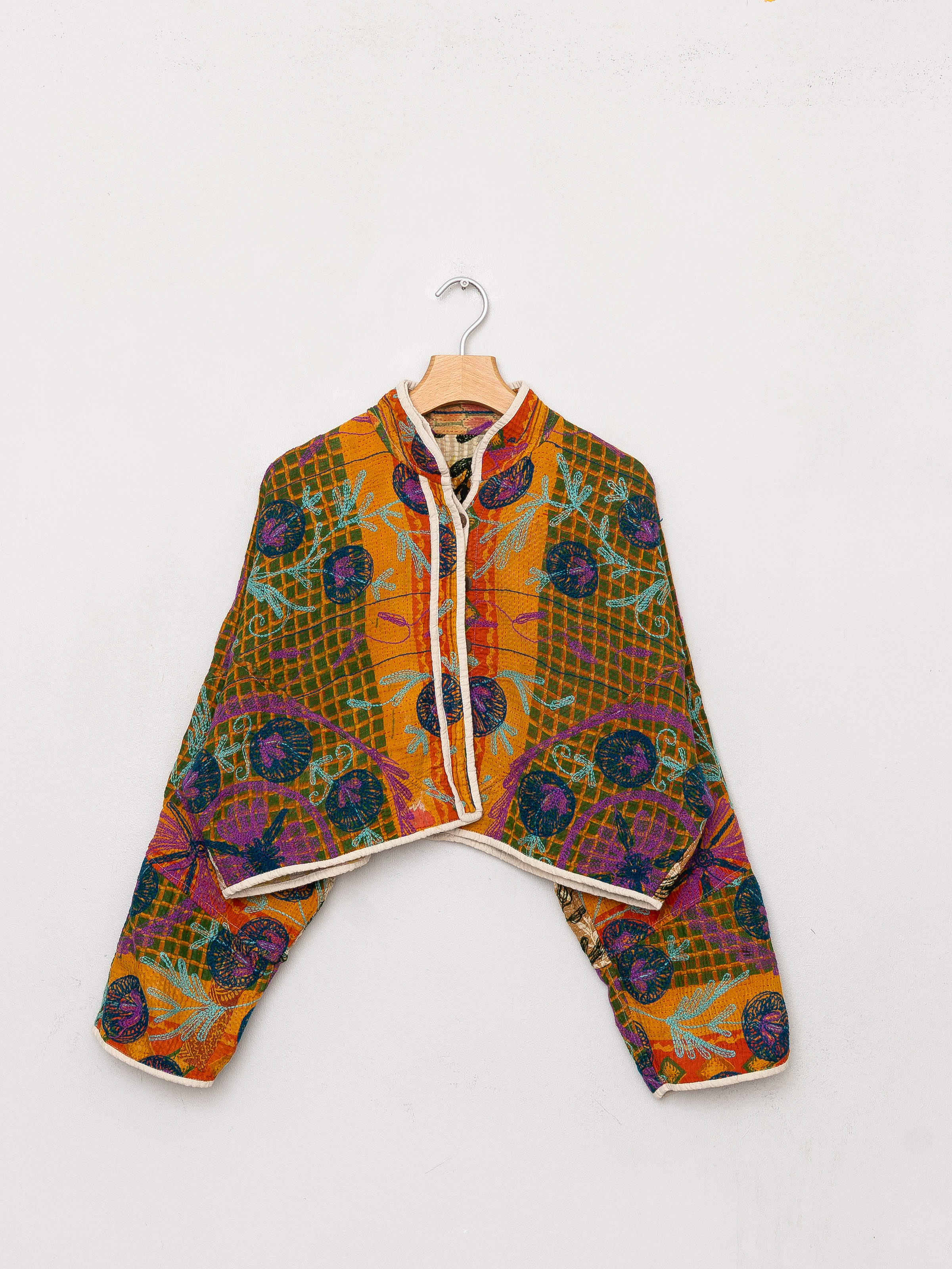 The Kaira Cropped Suzani Quilted Kantha Jacket
