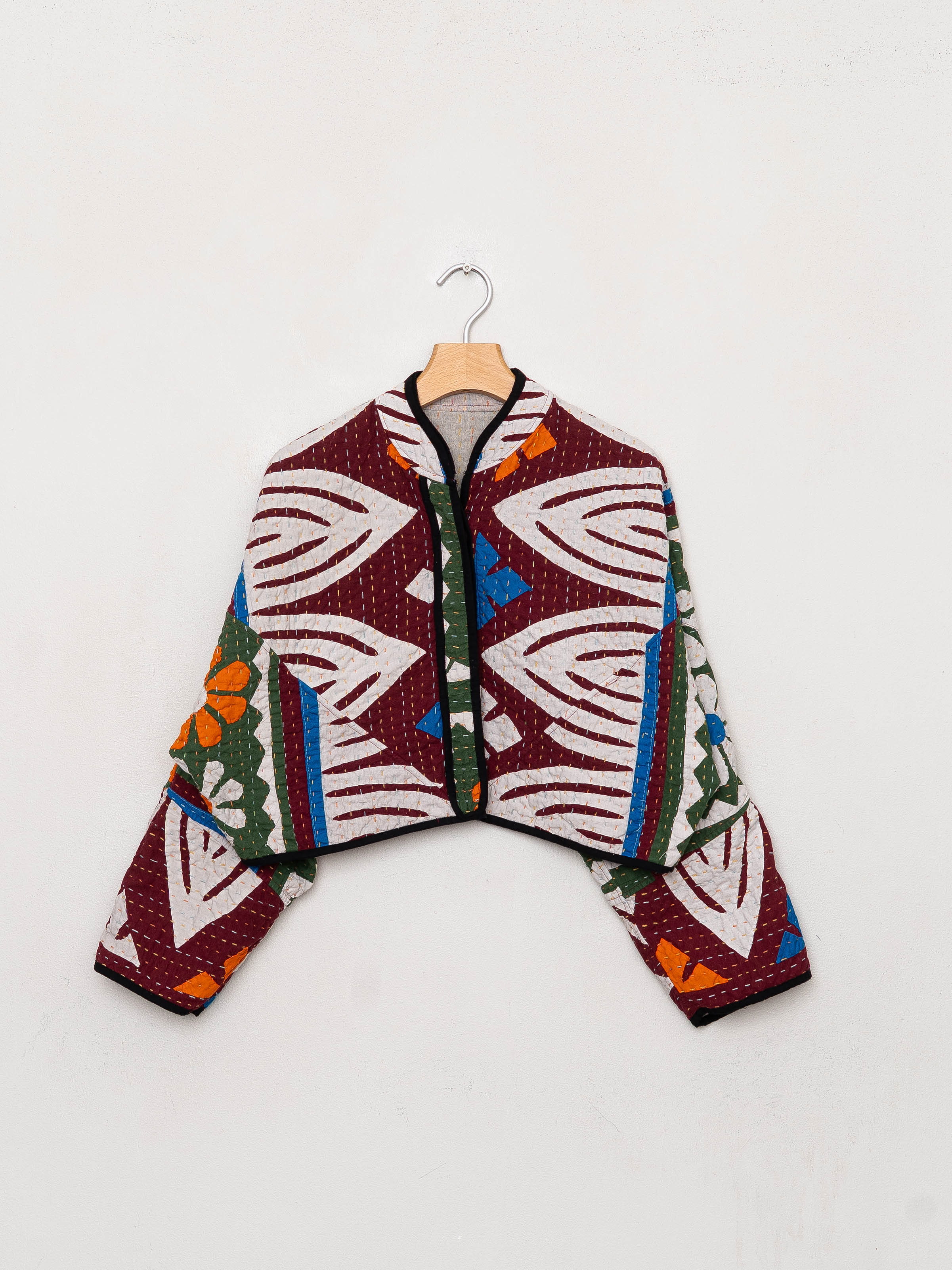 The Kaira Cropped Suzani Cut Out Kantha Jacket