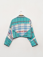 The Kaira Cropped Quilted Patchwork Kantha Jacket